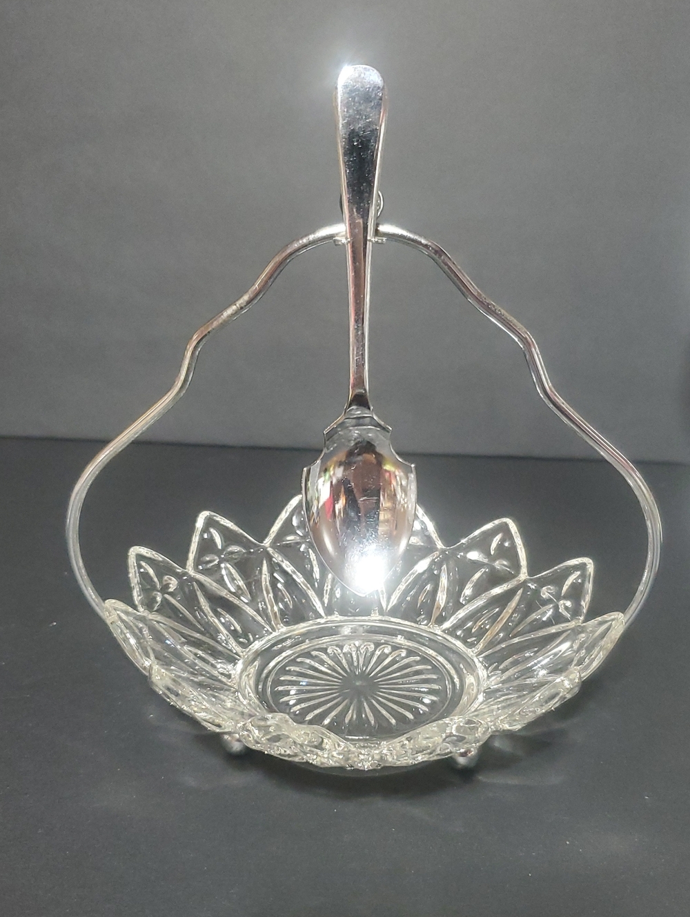 Vtg Federal Glass Condiment Jam Server